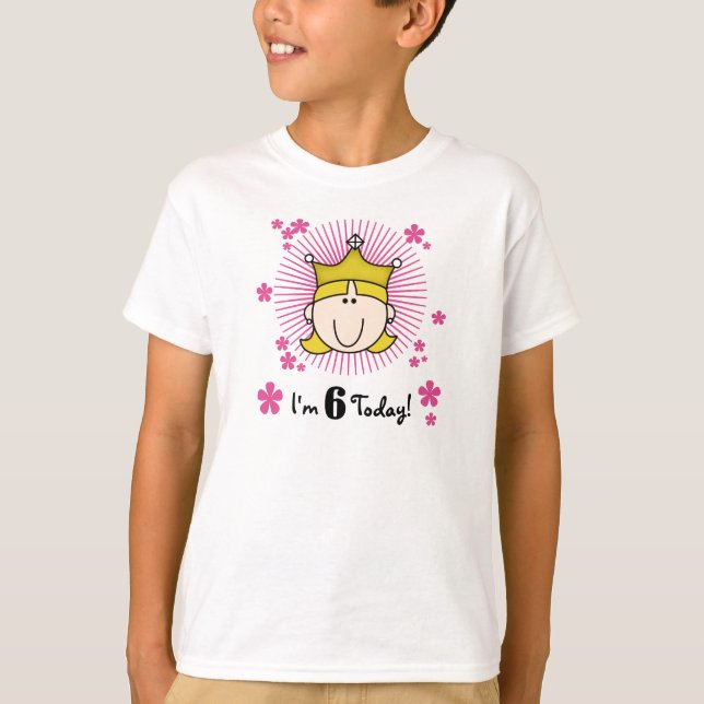 Camiseta Princesa loura 6o aniversário (Frente)