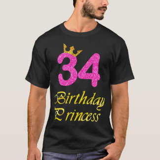 Camiseta Princesa Menina Presente de 34º Aniversár