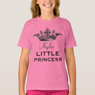 Camiseta Princesa pequena com rosa da coroa V07E1 do