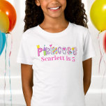 Camiseta Princesa Personalizada Alphabet Birthday<br><div class="desc">Esta camisa personalizada de aniversário da princesa é tão fofa para sua pequena princesa. Excelente para uma festa da princesa. Personalize com um nome.</div>
