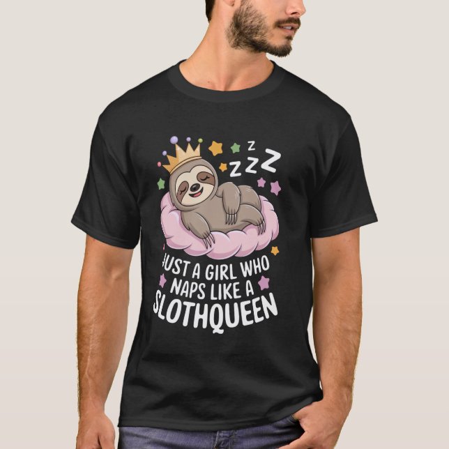 Camiseta Princesa Preguiça Dormindo Divertida com Coroa (Frente)