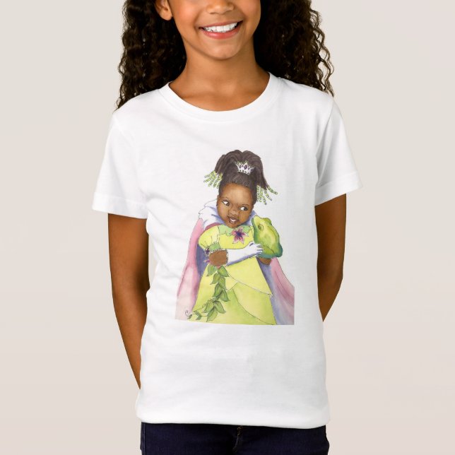 Camiseta Princesa preta & o tshirt das meninas do sapo (Frente)
