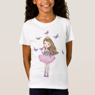 Camiseta Princesa roxa bonito com borboletas roxas
