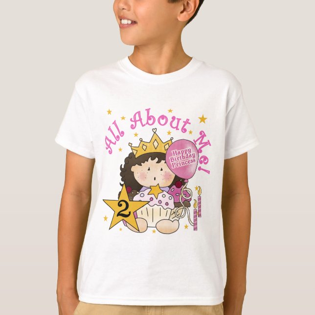 Camiseta Princesa Sobre Mim segundo aniversário (Frente)