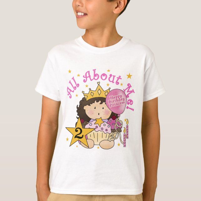 Camiseta Princesa Sobre Mim segundo aniversário (Frente)