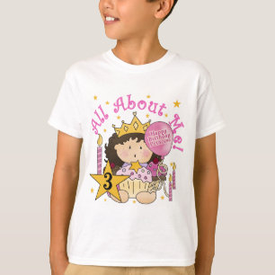Camiseta Princesa Tudo Sobre Mim aniversário de 3 anos Cami