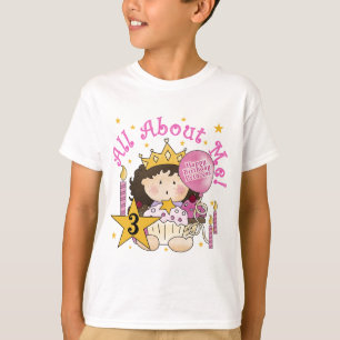 Camiseta Princesa Tudo Sobre Mim aniversário de 3 anos Cami