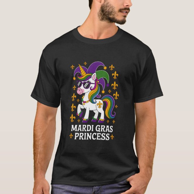 Camiseta Princesa Unicórnio do Mardi Gras (Frente)