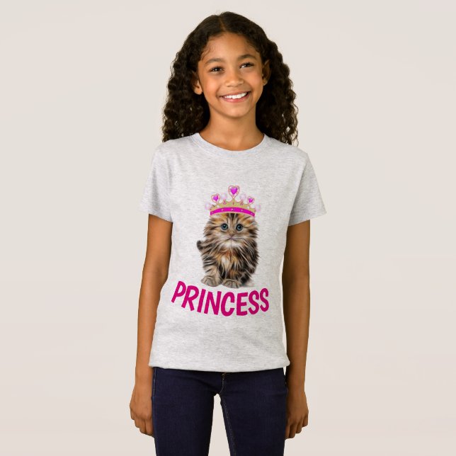 Camiseta PRINCESS Cute CAT kITTEN T-Shirts Girls (Frente Completa)