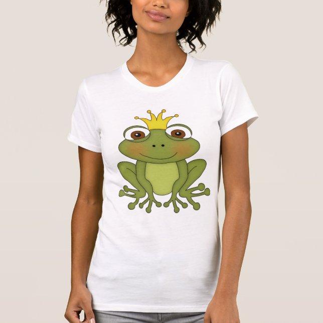 Camiseta Príncipe Com Coroa do sapo do conto de fadas (Frente)