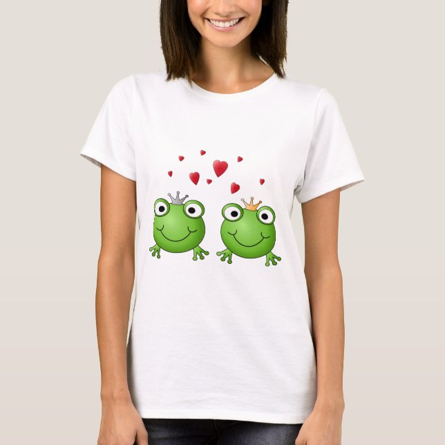 Camiseta Príncipe do sapo e princesa do sapo, com corações (Frente)
