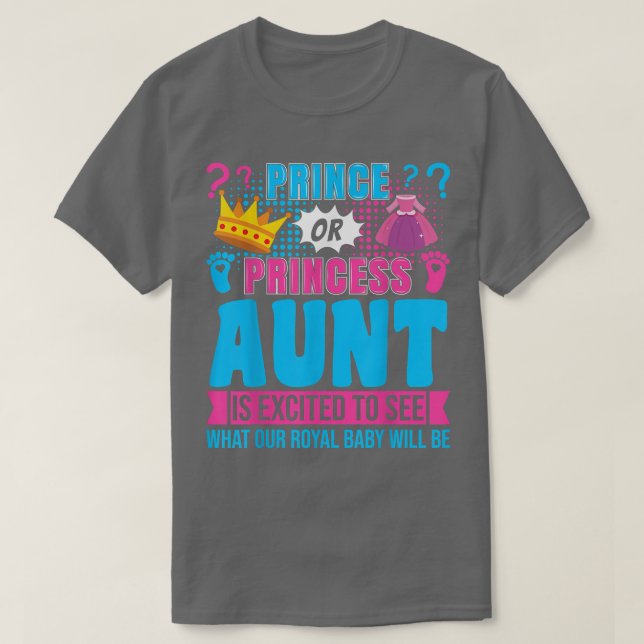 Camiseta Príncipe ou Princesa Tia Bebê Festa de Revenda (Frente do Design)