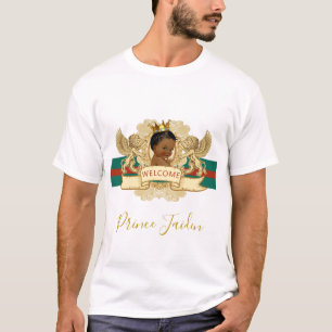 Camiseta Príncipe Real Africano Chá de fraldas Verde e Ve