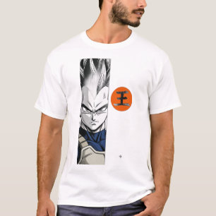 Camiseta Príncipe Vegeta Painel de Mangá Gráfico Preto a