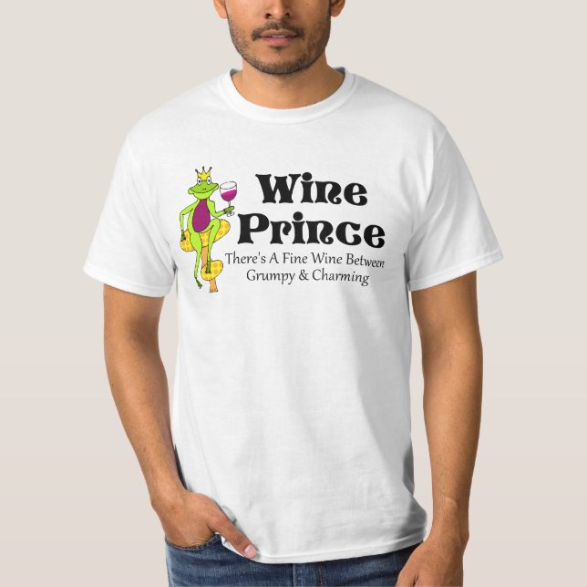 Camiseta Príncipe "vinho fino do vinho entre mal-humorado & (Frente)