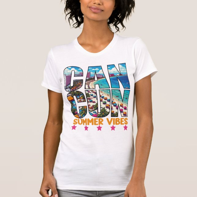 Camiseta Princípios básicos de férias da família Cancun Bea (Frente)