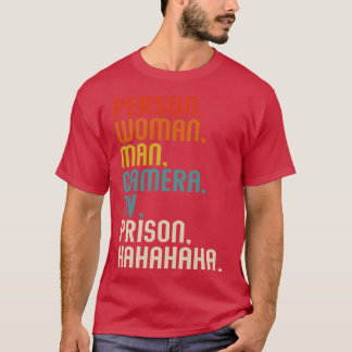 Camiseta Prisão De Tv De Homem De Mulher Pessoa Hahaha Retr