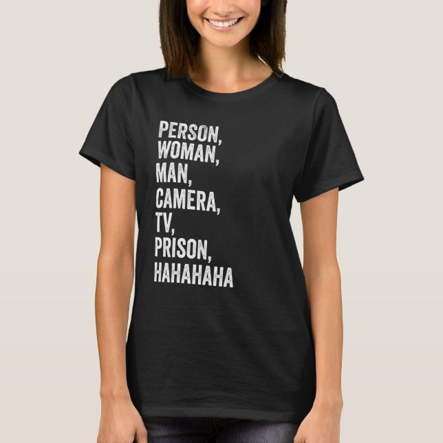 Camiseta Prisão Hhaha V de Câmera Homem de Mulher (Frente)