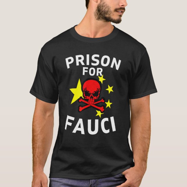 Camiseta Prisão Prisional Por Mentir Fauci Husband Comunist (Frente)