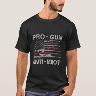 Camiseta Pro Arma Anti Idiota Bandeira EUA 2ª Emenda
