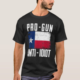 Camiseta Pró Arma Pró Arma Anti Idiota Bandeira do Texas 2