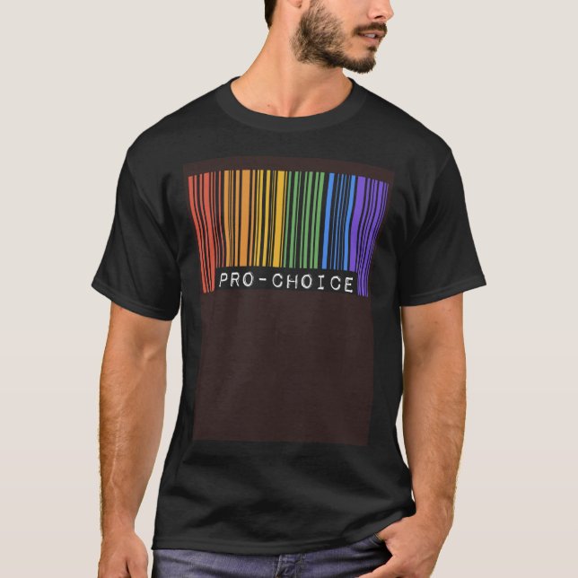 Camiseta Pro Choice Pro Feminism Gay Pride Flag Barcode Equ (Frente)