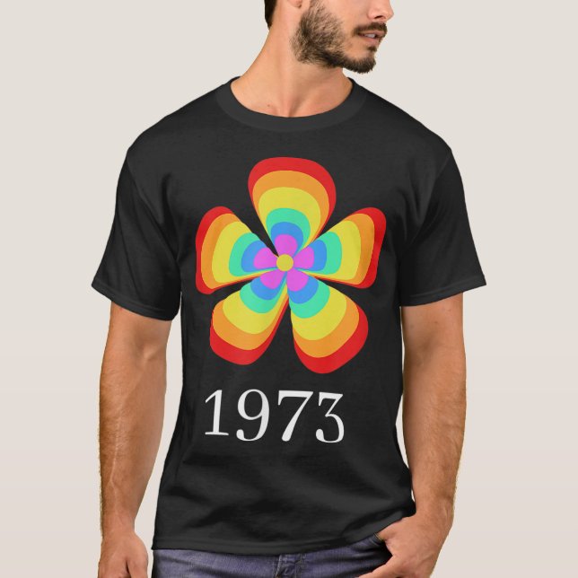 Camiseta Pro Choice Rainbow 1973 Direitos da Mulher Flor Co (Frente)