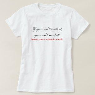 Camiseta Pro escrita Cursive no t-shirt das escolas