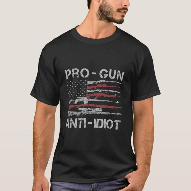 Camiseta Pro Gun Anti Idio Usa Flag 2Nd Adt (Frente)