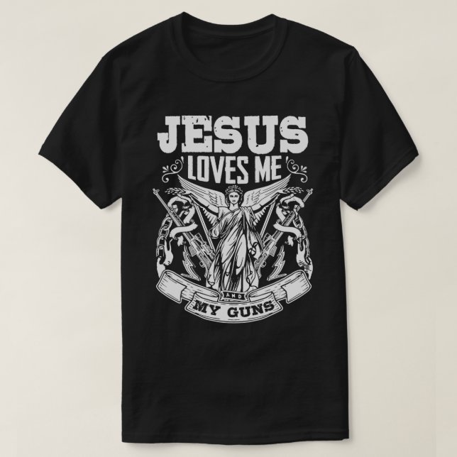 Camiseta Pro Gun Jesus me ama e minhas armas (Frente do Design)