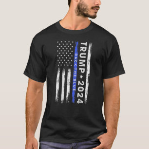 Camiseta Pro Trump 2024 Back The Blue Thin Blue Line Americ