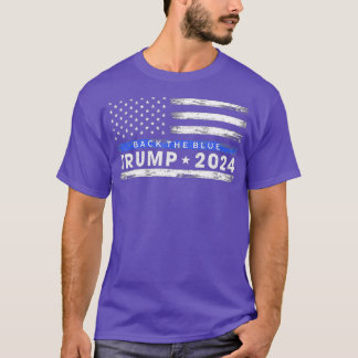 Camiseta Pro Trump 2024 Back The Blue Thin Blue Line Flag