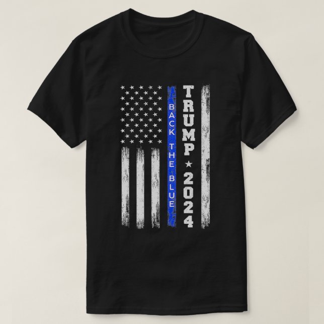 Camiseta Pro Trump 2024 Devolve A Linha Azul Thin Blue Line (Frente do Design)