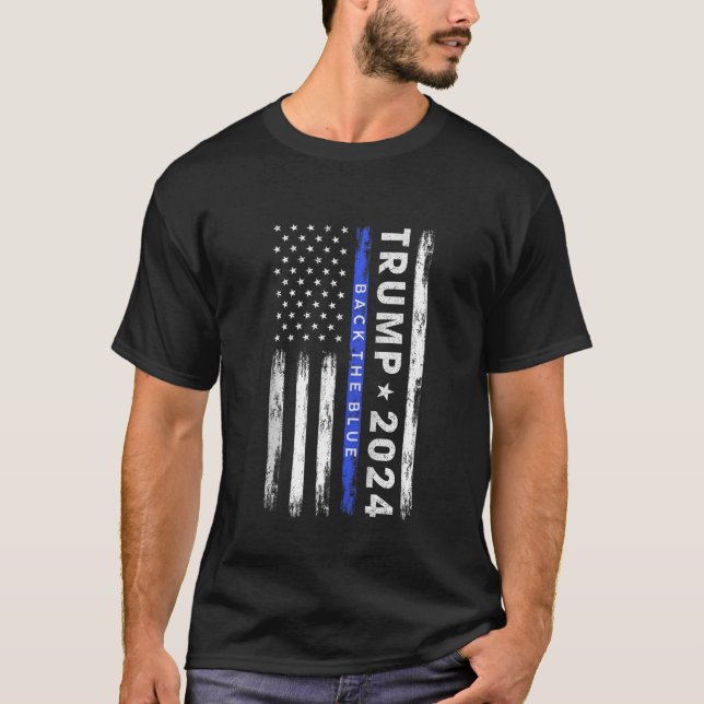 Camiseta Pro Trump 2024 Devolve A Linha Azul Thin Blue Line (Frente)