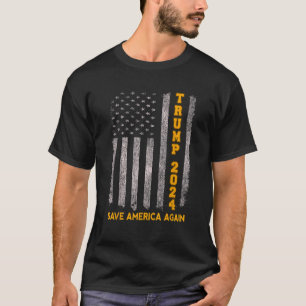 Camiseta Pro Trump 2024 Salve a América Novamente Vintage U
