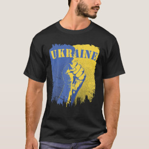 Camiseta Pro Ucrânia Flag Fist Suporta Resistência Ucrani