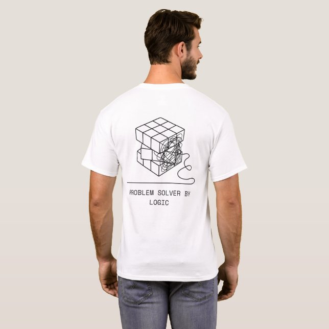 Camiseta Problem Solver By Logic | Minimalist Rubik's Cube (Parte Traseira Completa)