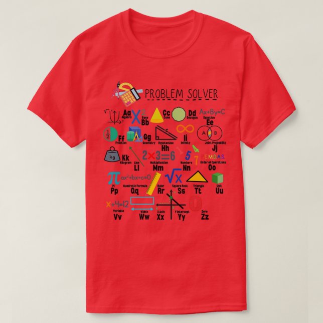 Camiseta Problem Solver Math Alphabet Math Teacher Classroo (Frente do Design)