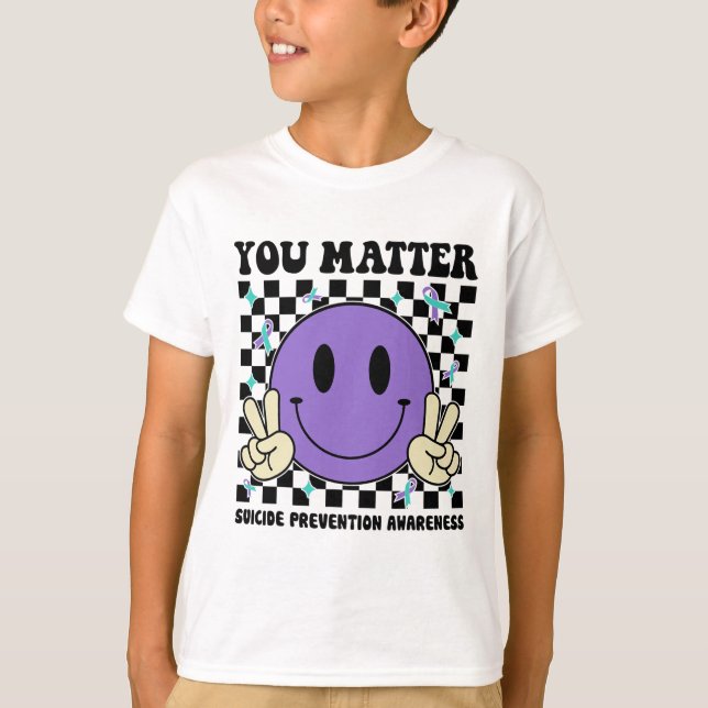 Camiseta Problema Com A Prevenção Suicida De Fita Roxa Teal (Frente)