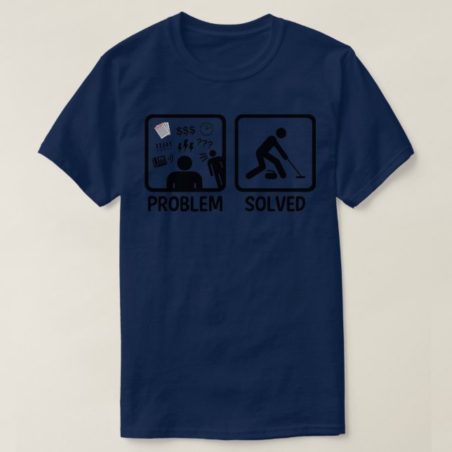 Camiseta Problema Engraçado Resolvido Curling (Frente do Design)