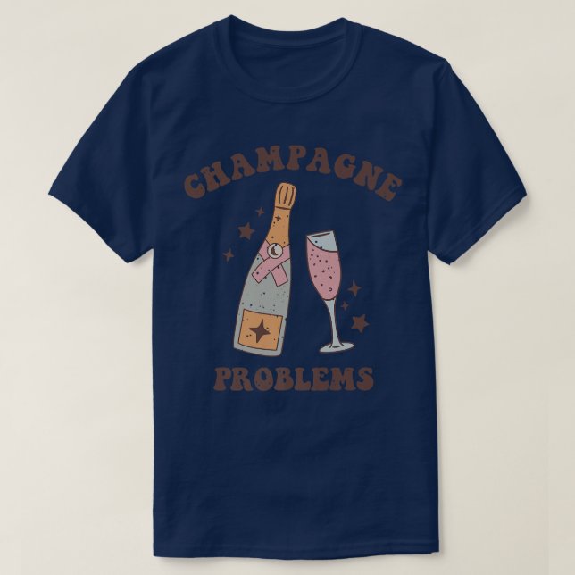 Camiseta Problemas de Champanhe Feliz Retro da Véspera de a (Frente do Design)