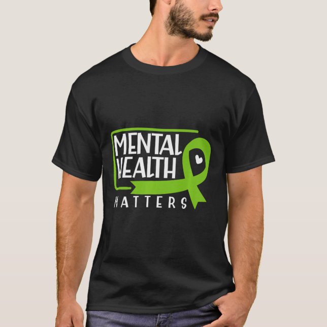 Camiseta Problemas de saúde Fita Verde Awarene mental (Frente)