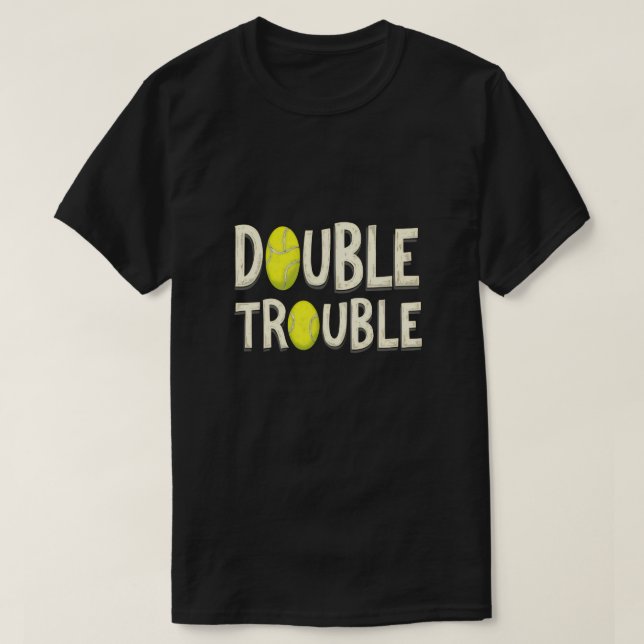 Camiseta Problemas Duplos - Bolas de Tênis Engraçadas (Frente do Design)