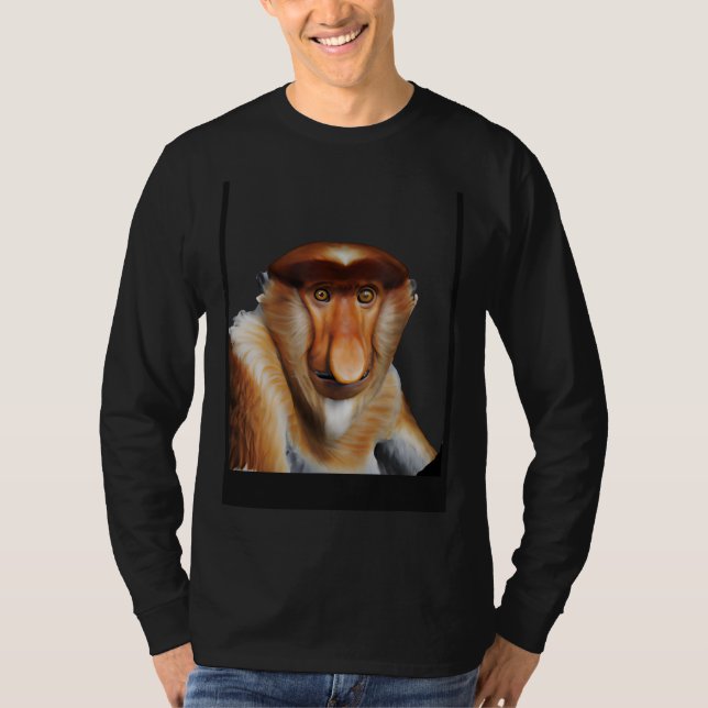 Camiseta Proboscis Macaco Primato Longo E Adorável (Frente)