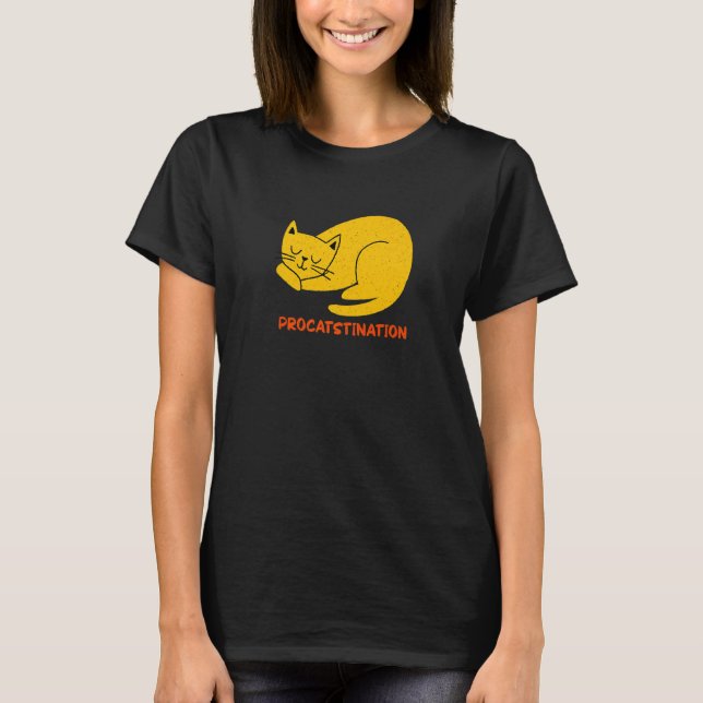 Camiseta Procatstination  Cat  Humor Kitten Lazy Cat Mom  1 (Frente)