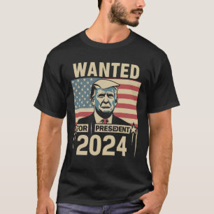 Camiseta Procurado Para Presidente Trump 2024 Foto de Mugsh