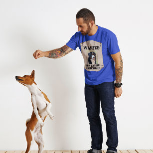 Camiseta Procurado Por Comer Foto Personalizada De Cão De T