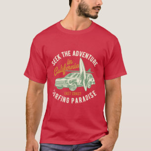 Camiseta Procure o design do surf do vintage da aventura