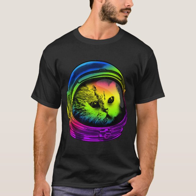 Camiseta Produto Psicodélico para gatos Astronauta Cat com  (Frente)