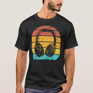 Camiseta Produtor De Música Fones de ouvido Retro Dj